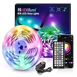 Nexillumi 50 Foot LED Strip Lights with Remote Music Sync LED Lights for Bedroom Color Changing SMD5