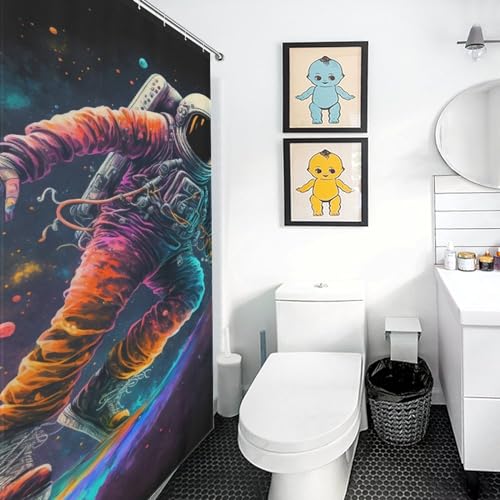 Rideau de douche astronaute polyester lavable imperméable pour cabine douche et maison - 3