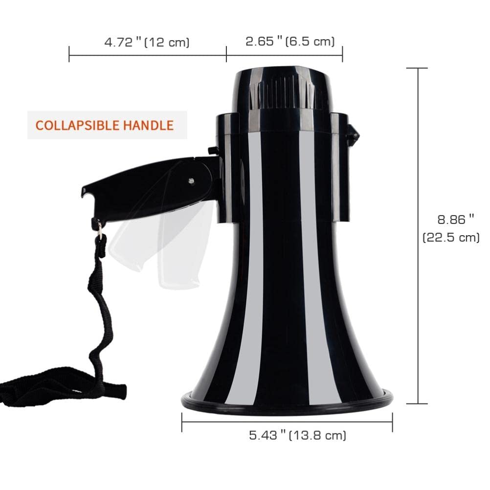 Wakects Haut-Parleur Mégaphone Portable de 30 Watts avec Enregistrement de 240 Secondes et Décapsuleur pour Pom-Pom Girls et événements