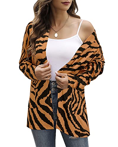 Image of ULTRANICE Cardigan Sweaters Womens Fashion 2024 Trendy Lightweight Long Sleeve Casual Knitted Cardigans Sweater Tops Clothes Outfits with Pockets(Leopard W,M)