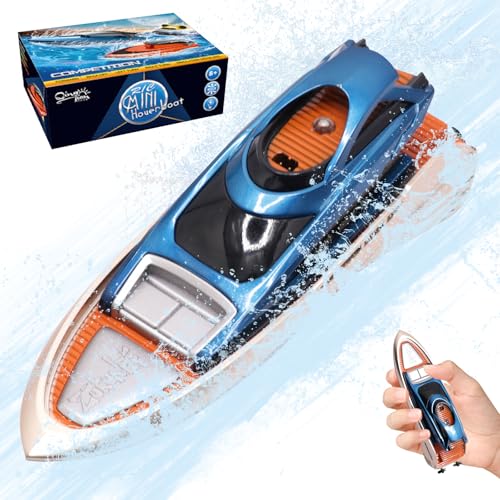 OBEST 2.4GHz Ferngesteuertes Boot Mini Speedboat, RC Boot mit LED-Licht, Hohe Geschwindigkeit Motorboot, Alarm bei Niedrigem Batteriestand, Ferngesteuert Rennboote Spielzeug für Meere, Pools und Seen OBEST 2.4GHz Ferngesteuertes Boot Mini Speedboat, RC Boot mit LED-Licht, Hohe Geschwindigkeit Motorboot, Alarm bei Niedrigem Batteriestand, Ferngesteuert Rennboote Spielzeug für Meere, Pools und Seen