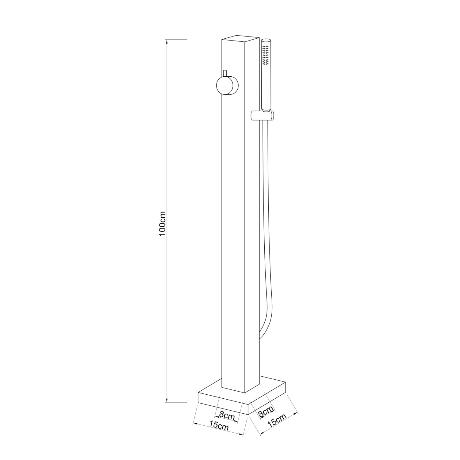 Fontana da Giardino a Colonna Esterno SALICE Acciaio Inox con Miscelatore 100 CM Fissaggio a Pavimento