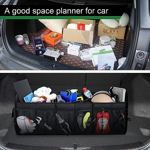 Image of Femuar Large Capacity Trunk Organizer, Waterproof Car Accessory, Non-Slip, Foldable, Suitable for All Vehicles, Black