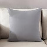 TAOSON Decorative 100% Cotton Canvas Square Solid Toss Pillowcase Cushion Cover Pillow Cover with Hidden Zipper Closure Only Cover No Insert - Grey/Gray 20'x20'(50x50cm)
