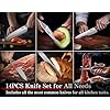 Huusk Knife Set with Block and Sharpener, 14 Pcs Japanese Stainless Steel Kitchen Knife Sets Dishwasher Safe, Sharp Silver Professional Knives Set with Box for Kitchen, Gifts for Men Women