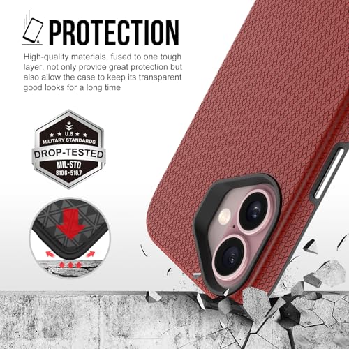 Image of NOXO Ultra-Hybrid Triangle Back Case Cover for iPhone 17, | Shockproof Design | Camera Protection | Soft TPU & Rugged PC | Bumper Case Cover for iPhone 17, (Scarlet Red)
