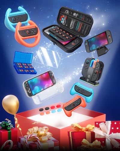 Image of Switch 2 Accessories,[Charge Inside]Case Bundle for Nintendo 2 2025 Console | FYOUNG 23 IN 1 Kit:Carrying Case, Controller Charger, Protective Shell,Grip for Joycon, Steering Wheel,Screen Protectors
