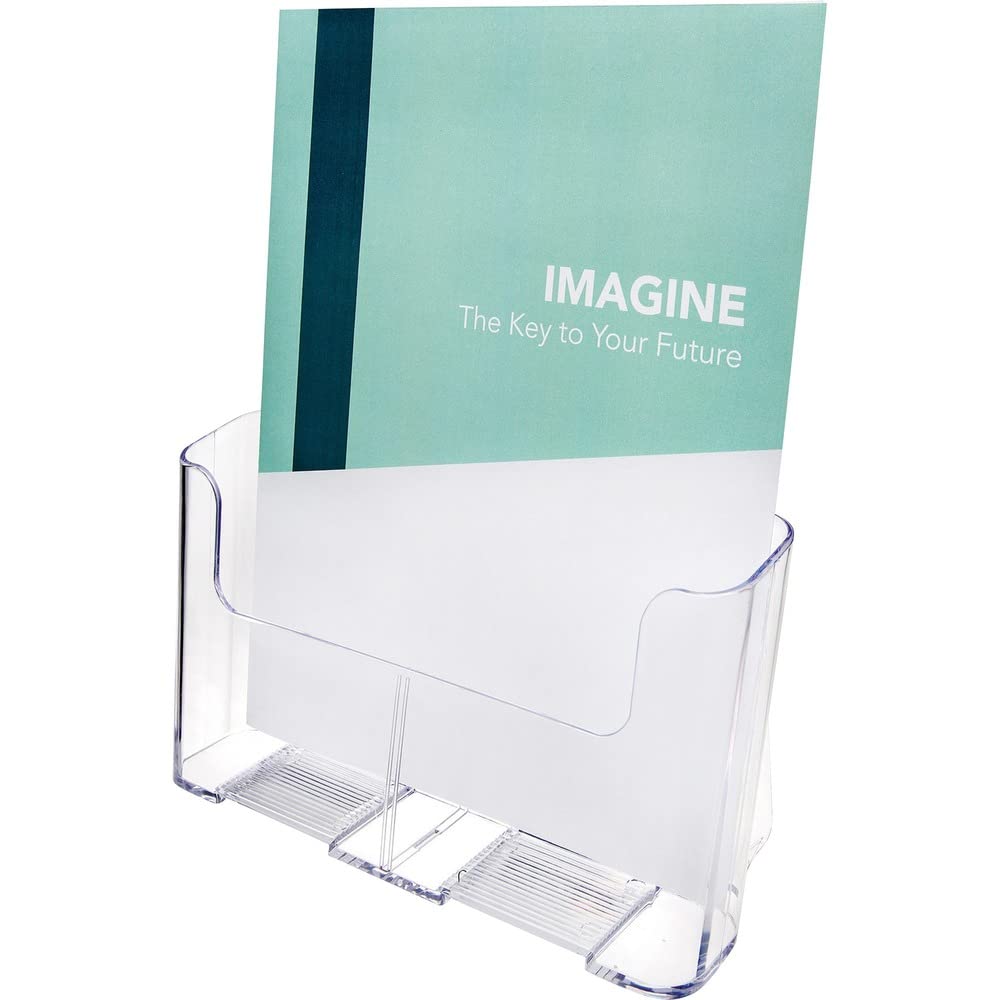 Deflecto Single Compartment Literature Holder, Countertop or Wall Mount, Magazine Size, Clear, 9-1/4"W x 10-3/4"H x 3-3/4"D (77001)