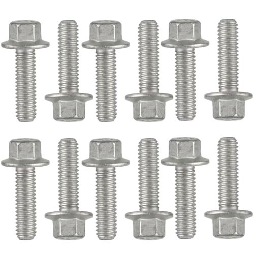(12 PCS) 551696 Exhaust Manifold Header Bolt Kit for LS Series Engines LS1 LS2 LS3 LSX LT Grade 10.9 Steel LS Header Bolts Replacement Set (Dacromet Coated)