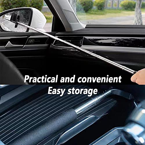 Small Squeegee For Car Rearview Cleaning With Retractable Extension Pole(Max 38.6"), Fast Water Wiper Scraper Cleaner Tool For Windows/Rearview Mirror/Windshield (Black) #TOP5