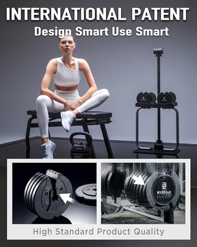 Image of BYZOOM FITNESS Pure Series Adjustable Dumbbell - 12.5 /25 /27.5 /50 /55 /75lb - ONE UNIT OR PAIR(check QTY before purchase) - 5-in-1 / 10-in-1 / 15-in-1 / 21-in-1 Flexible Hand Weights for Home Apartment Garage Gym, Strength Training & Fitness Workouts, White OR Black