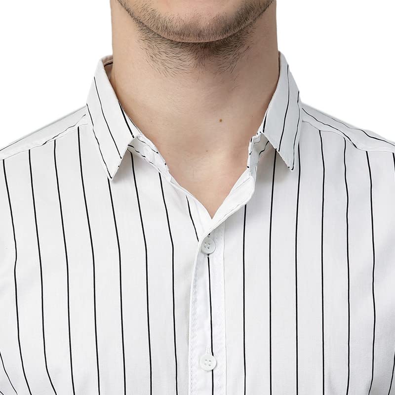Image of U TURN Men's Striped Slim Fit Half Sleeves Casual Shirt