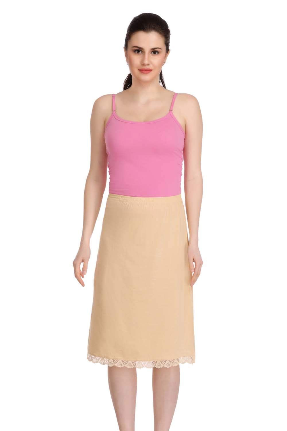 SplashCotton Rich Regular Skirt Slip for Women - Knee Length