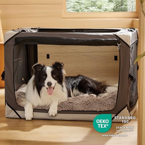 BEDSURE Flauschiges Hundebett Grosse Hunde - 89x58x8 cm Hundebett waschbar für große Hunde, rutschfeste Unterseite, plüsch Hundekissen, Kamel