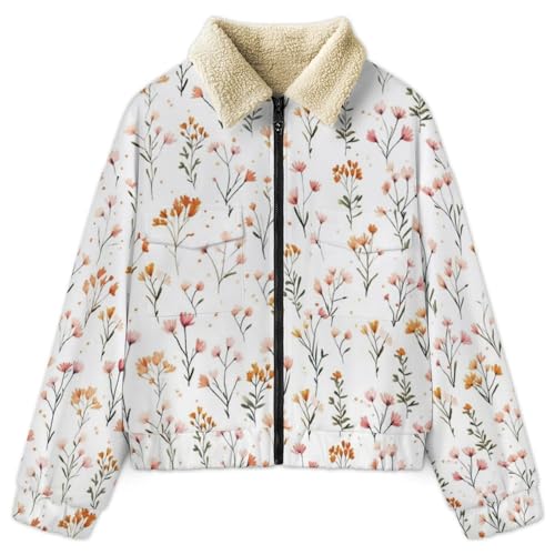 Chaqueta de forro polar para mujer con estampado de flores silvestres para senderismo y ocio 3