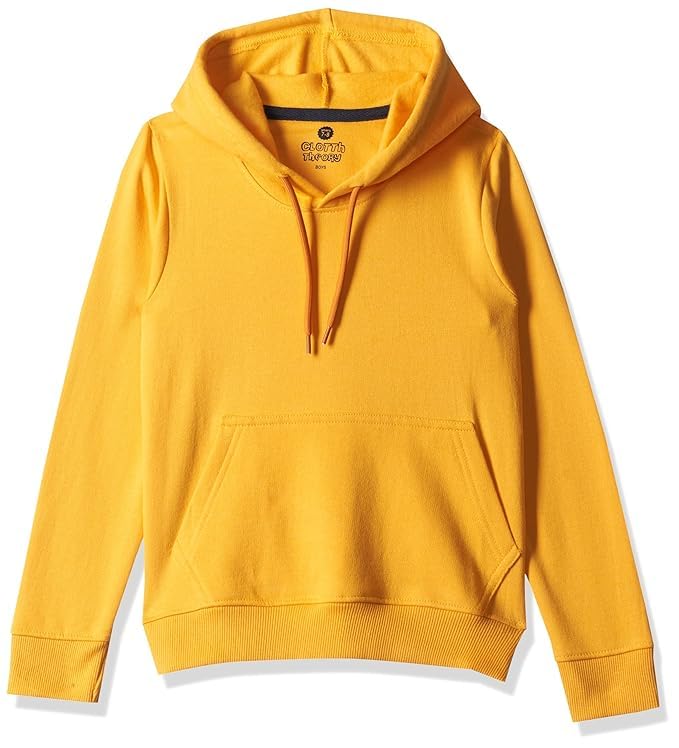 Image of Girl's Cotton Neck Hooded Regular Fit Sweatshirt (CTGLHD 023 Mustard1 13-14 Years)