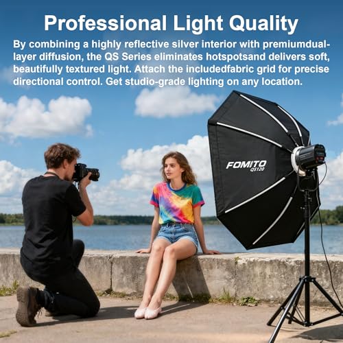 FOMITO 37" Octagon Softbox with Bowens Mount – Quick Release Umbrella Softbox for Godox, Aputure, Neewer LED Monolights, Includes Honeycomb Grid - image 6