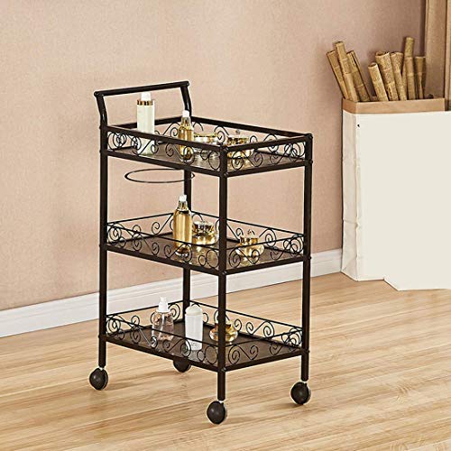 Carrito de servicio de 3 niveles con ruedas para cocina y bar 3