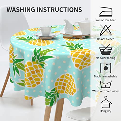 Fiokroo Cute Pineapples Tablecloth 60 Inch Round Table Cloth Wrinkle Resistant Stain Resistance Table Cover For Dining Kitchen Party Outdoor #TOP3