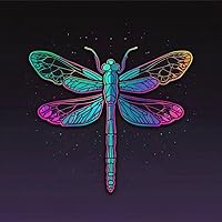 3 PCS Neon Gradient Dragonfly Sticker – Colorful Geometric Dragonfly Decal, Waterproof Vinyl Sticker for Laptop, Water Bottle, Notebook, Phone Case – Aesthetic Nature Insect DesignQ7
