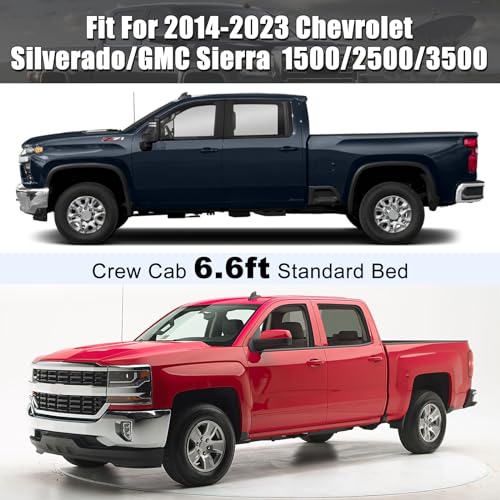 Image of Waterproof Car Cover Compatible with Chevrolet Silverado /GMC Sierra 1500 /2500 /3500 Crew Cab 6.6ft Bed 2014-2025, 420D All Weather Car Cover with Zipper Door for Snow Rain Dust Hail Protection