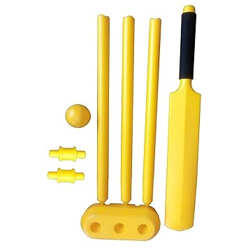 Yellow Cricket Set with Bat, Stump, Ball for Boys Long Without Cover (3 Number, PVC Bat with Stumps)