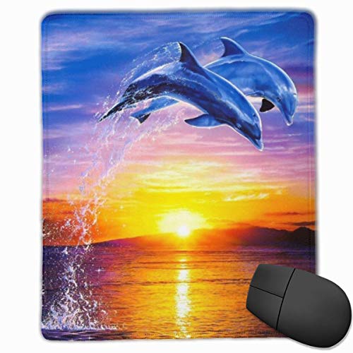 Preisvergleich Produktbild Whecom Gaming Mauspad Schwarz, Elegant Dolphin Mouse Mat Personalized Customization Gaming and Office Mouse Mat Stitched Edge Office Thicker Mouse Pad