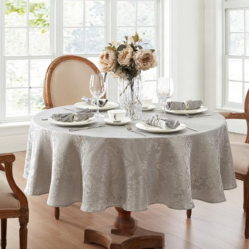 Elrene Home Fashions Caiden Elegance Damask Waterproof, Stain & Wrinkle Resistant Fabric Tablecloth, 90
