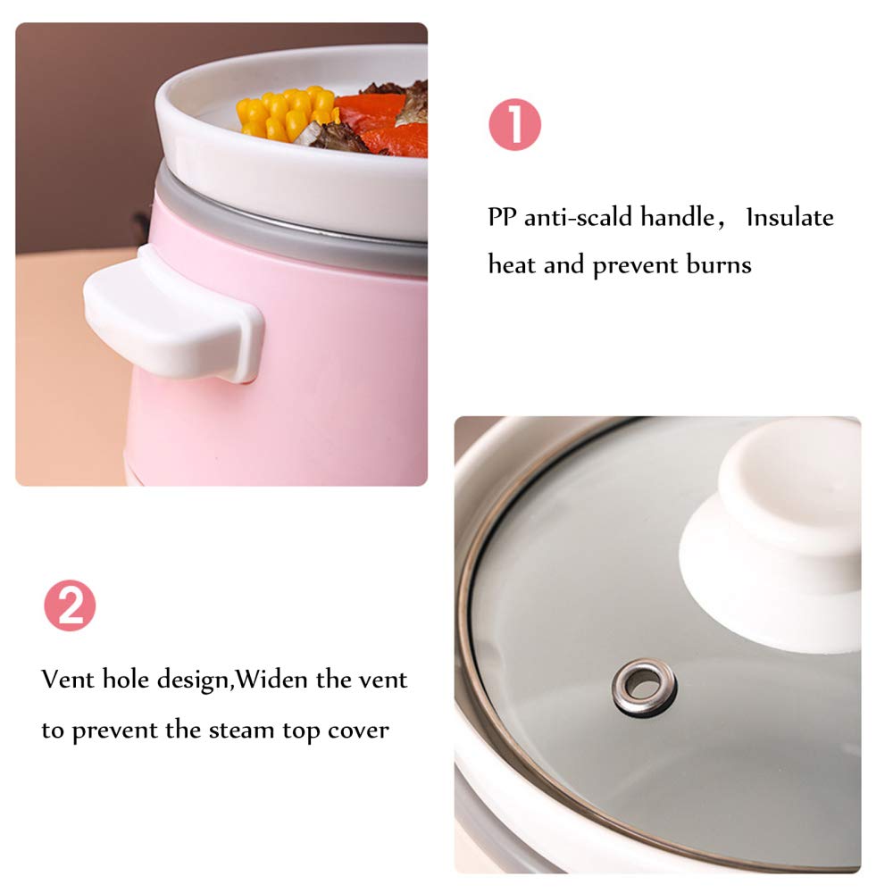 Olla cocción Lenta eléctrica 1,2 l con Revestimiento cerámica, Olla para guisar, Olla eléctrica Inteligente para hogar, multicocina con función Reserva y 6 configuraciones cocción, 120 W