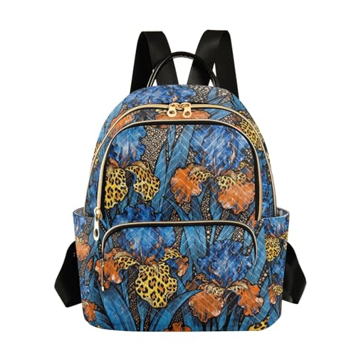 Nexawaveo Mochila acolchada para mujer, bolsa de mano para laptop de 14 pulgadas, ligera, mochila de trabajo, leopardo, color azul iris, Leopardo Iris Azul, Small, Mochilas de mochila