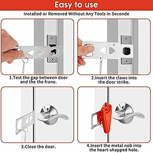 Loquet de sécurité de porte portable pour chambre d'étudiant, colocation et hôtel - 5