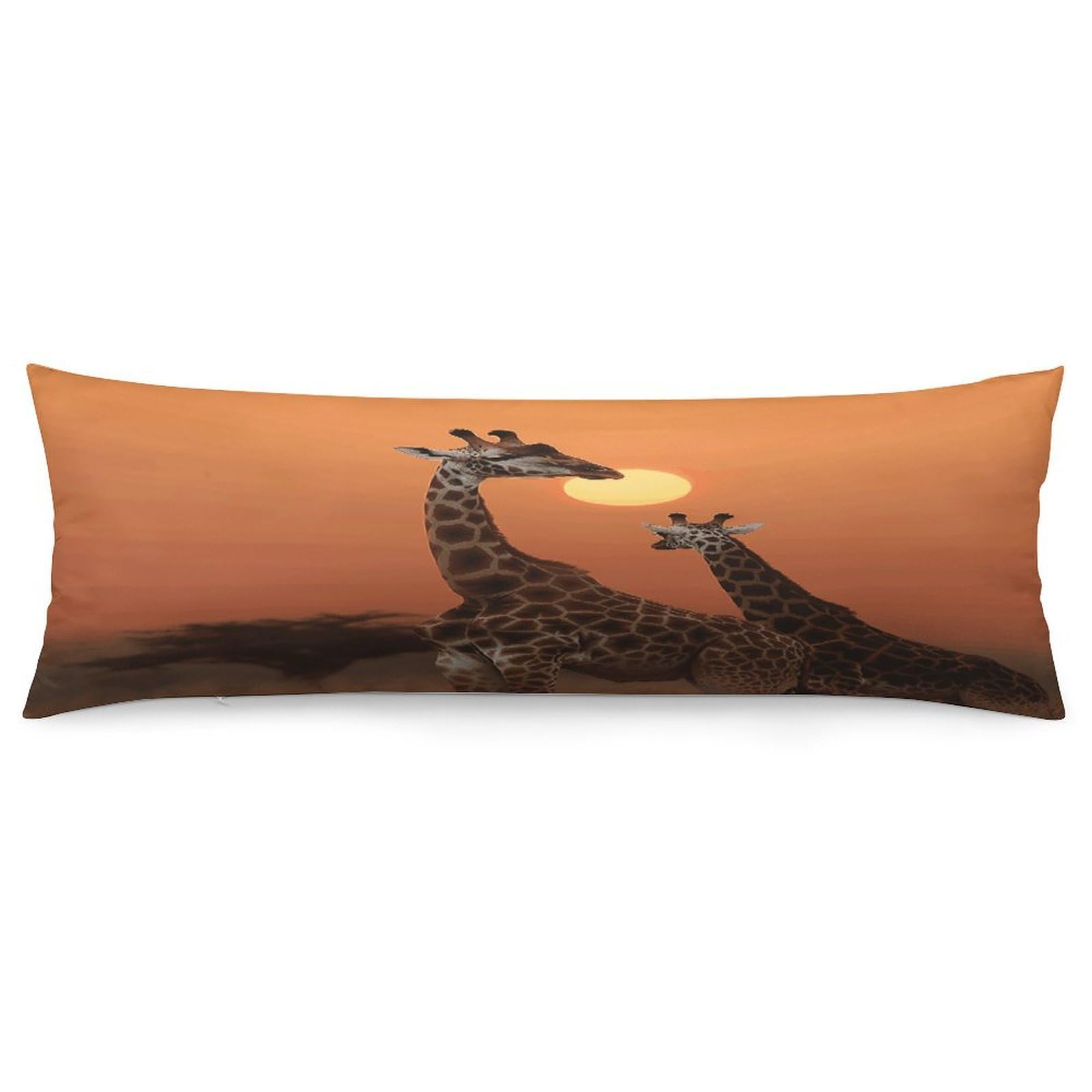 Giraffe at Sunset Pillowcase Long Body Pillow Cover Soft Decorative Body Pillow Case Breathable Large Pillowcase Cute Cozy Pillow Protector for Bed Sofa Couch Room 18.9 X 53 Inch