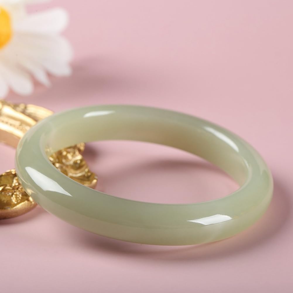 Bracciale rigido in vera giadeite bianca per donna Braccialetti con pietre preziose naturali per ragazze Braccialetti Regali di buona fortuna