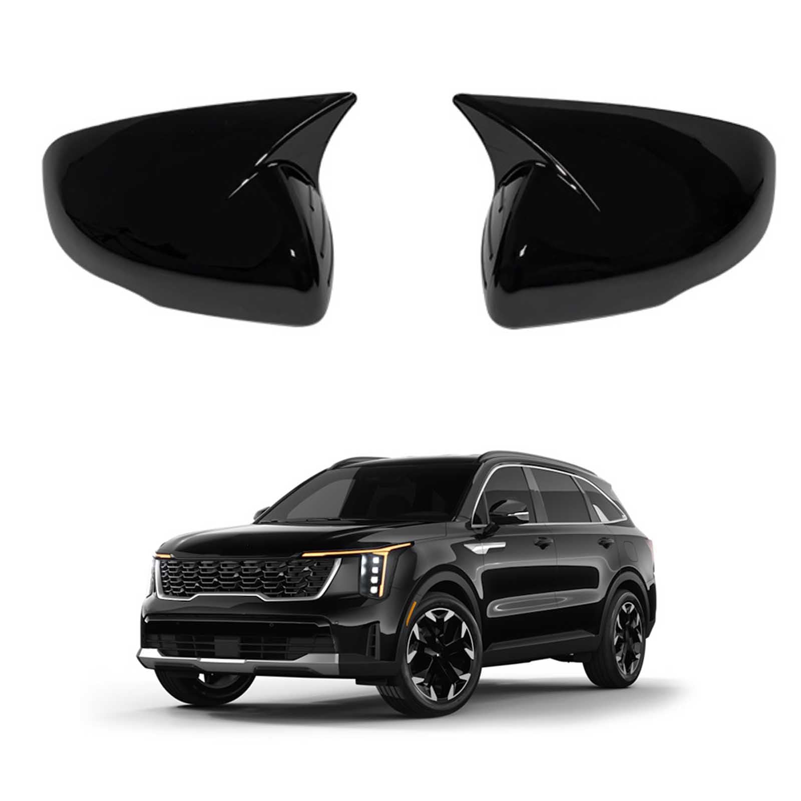PAPEP Door Mirror Cover Caps for Kia Sorento 2021-2024, Left Right Side Wing Rearview Mirror Cover Lid 2 Pieces Exterior Styling Accessory,Glossy black