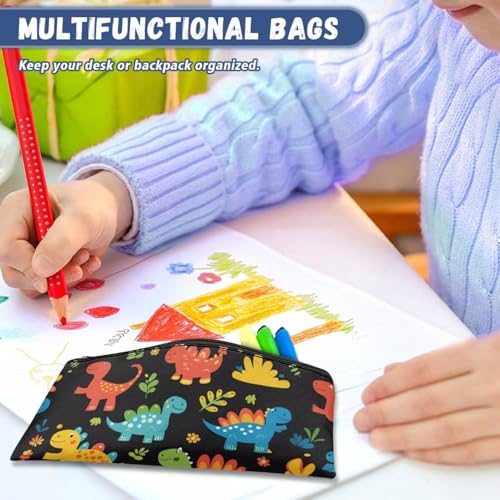 Image of Dinosaur Pencil Case for Boys Cool Pen Organizer with Zipper Big Capacity School Pencil Box Preschool Toddlers Black Pen Pouch Toddlers