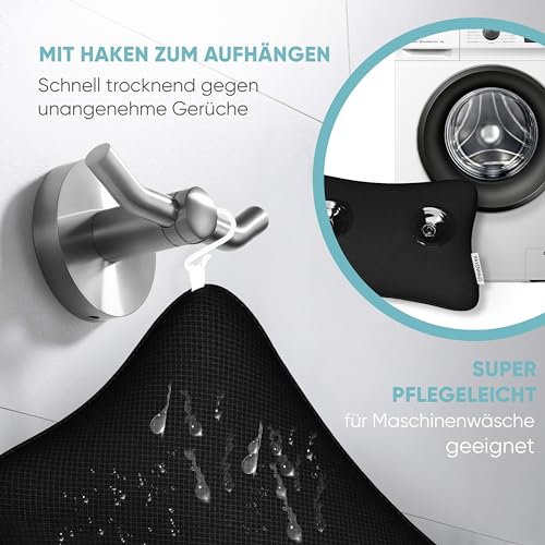 HAVENHAUS Premium Badewannenkissen schwarz | Badewannenkissen Nacken schnelltrocknend & extra große Saugnäpfe | Badekissen für Badewanne waschbar | Nackenkissen Badewanne Badezubehör | Wannenkissen