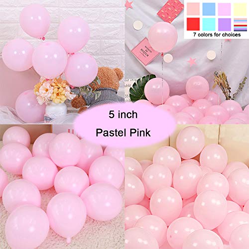 Party Pastel Balloons 200 pcs 5 inch Macaron Candy Colored Latex Balloons for Birthday Wedding Engagement Anniversary Christmas Festival Picnic or Any Friends & Family Party Decorations-Pastel Pink