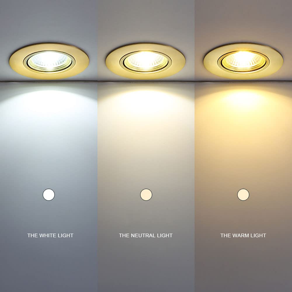 Lot de 5 Spots Encastrés LED en Laiton Doré avec Finition Laiton pour Salon Ou Couloir