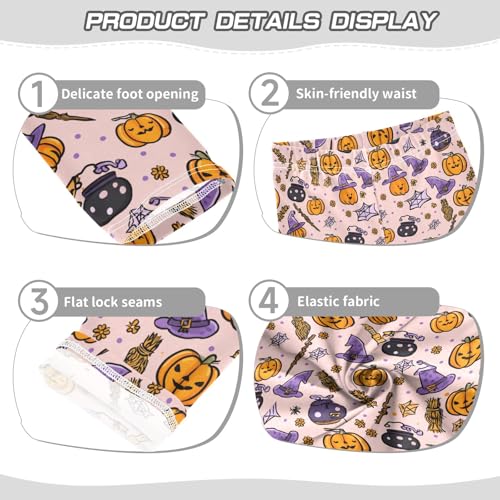 senya Girls Printed Leggings Yoga Pants Purple Pumpkin Magic Hat Magic Potion Pattern for Kids in 4t to 10 Years, 4T3