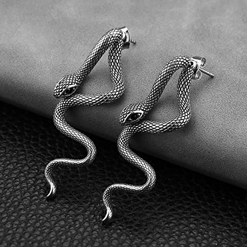 HZMAN Retro Snake Earrings for Women Stainless Steel Gothic Punk Snake Stud Earring Biker Party Jewelry Gift3