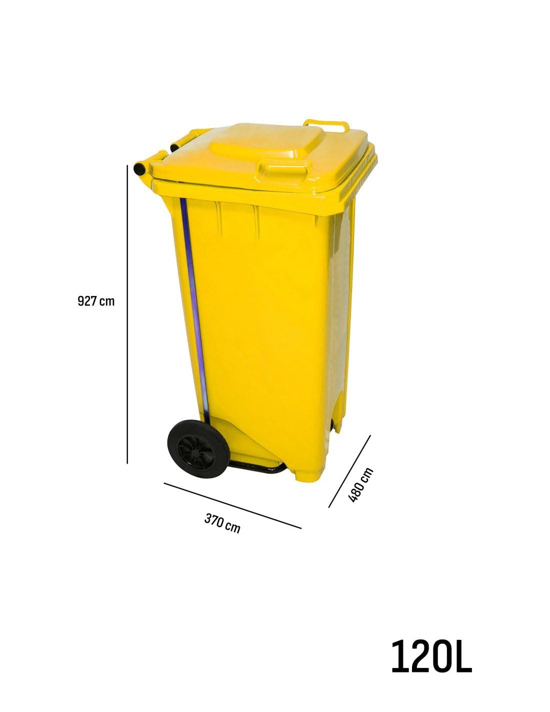 JARDIN202 - Cubo de Basura 120 Litros con Pedal y Ruedas | Contenedor de Basura Robusto con PEDAL | 120 L (Amarilla)