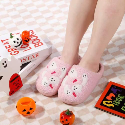Image of Halloween Pumpkin Slippers for Womens Mens Cute Cartoon Slippers Plush Warm Memory Foam Shoes