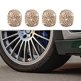 HEVLE 4PCS Tire Valve Caps, Valve Stem Caps, Handmade Crystal Rhinestone Car Tire Valve Stem Caps, Attractive Dustproof Bling Car Accessories Universal for Trucks, SUV (Gold)