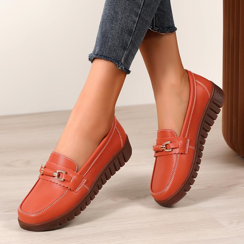 Image of Loafers for Women Business Casual Shoes Comfortable & Lightweight Round Toe Penny Dressy Slip On Work Flats