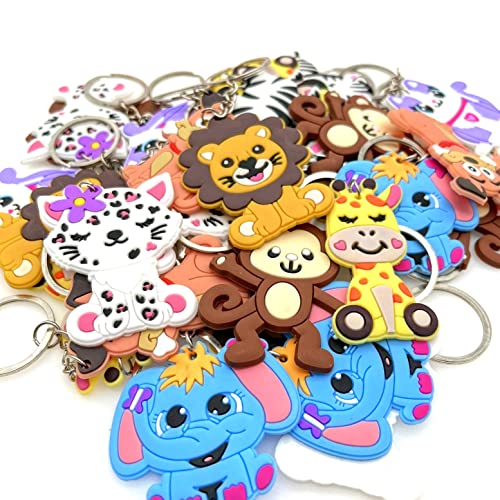 JZK 32x Silikon Tier Schlüsselanhänger Set für Kinder, Schlüsselanhänger für Kindergeburtstagsgeschenke, Kinderparty-Taschenfüller, Kinderparty danke geschenk, Schlüsselanhänger für Kinderpartys
