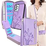 Lacass Compatible with Samsung Galaxy A23 5G / 4G LTE Case Crossbody Dual Zipper Detachable Magnetic