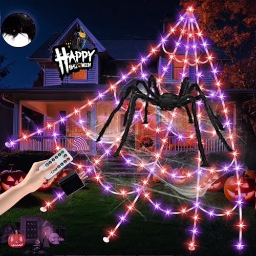 Halloween spider web lights with 550 LEDs and 59-in spider