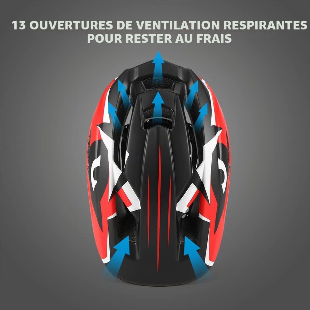 Casque de vélo pour enfant - Casque intégral amovible - Casque de protection pour le cyclisme, le skateboard, le patin à roulettes