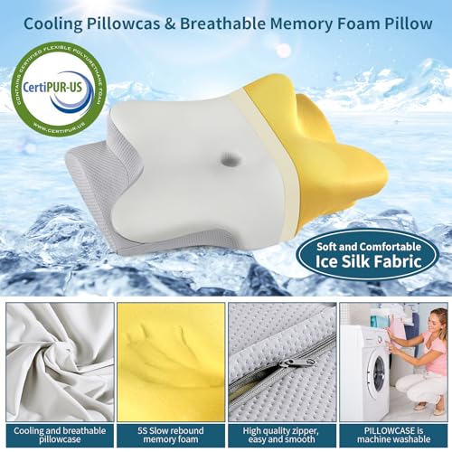 Image of Cervical Neck Pillow - Ergonomic Side Sleeper Pillow for Pain Relief, Contour Cervical Pillow for Sleeping, Memory Foam Pillows for Neck Support, Orthopedic Bed Pillow for Back Stomach Sleepers