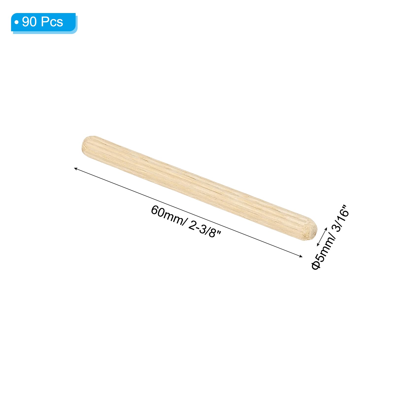 PATIKIL 3/16" x 2-3/8"(5 x 60mm) Wood Dowel Pins - Image 2